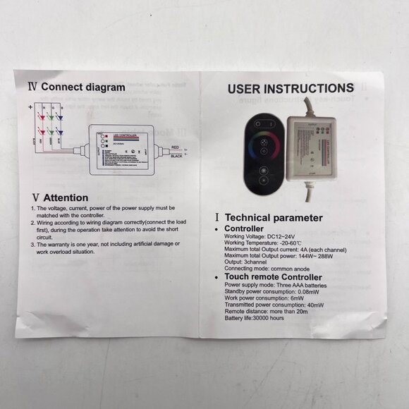 RGB RF LED Controller With Remote 12V-24V System Touch Control Wireless GTH01A - Picture 7 of 16
